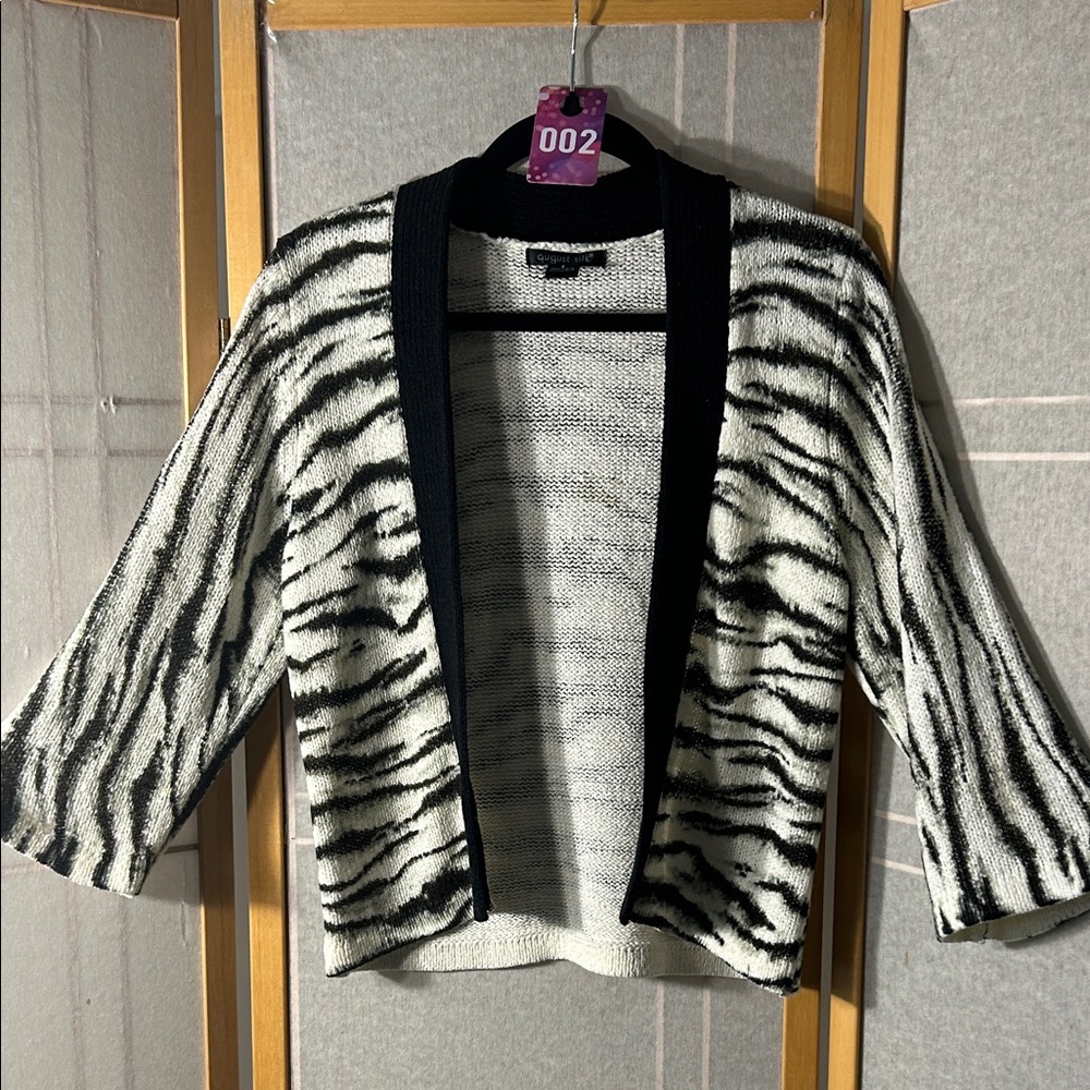 August Silk Black and White Zebra Cardigan